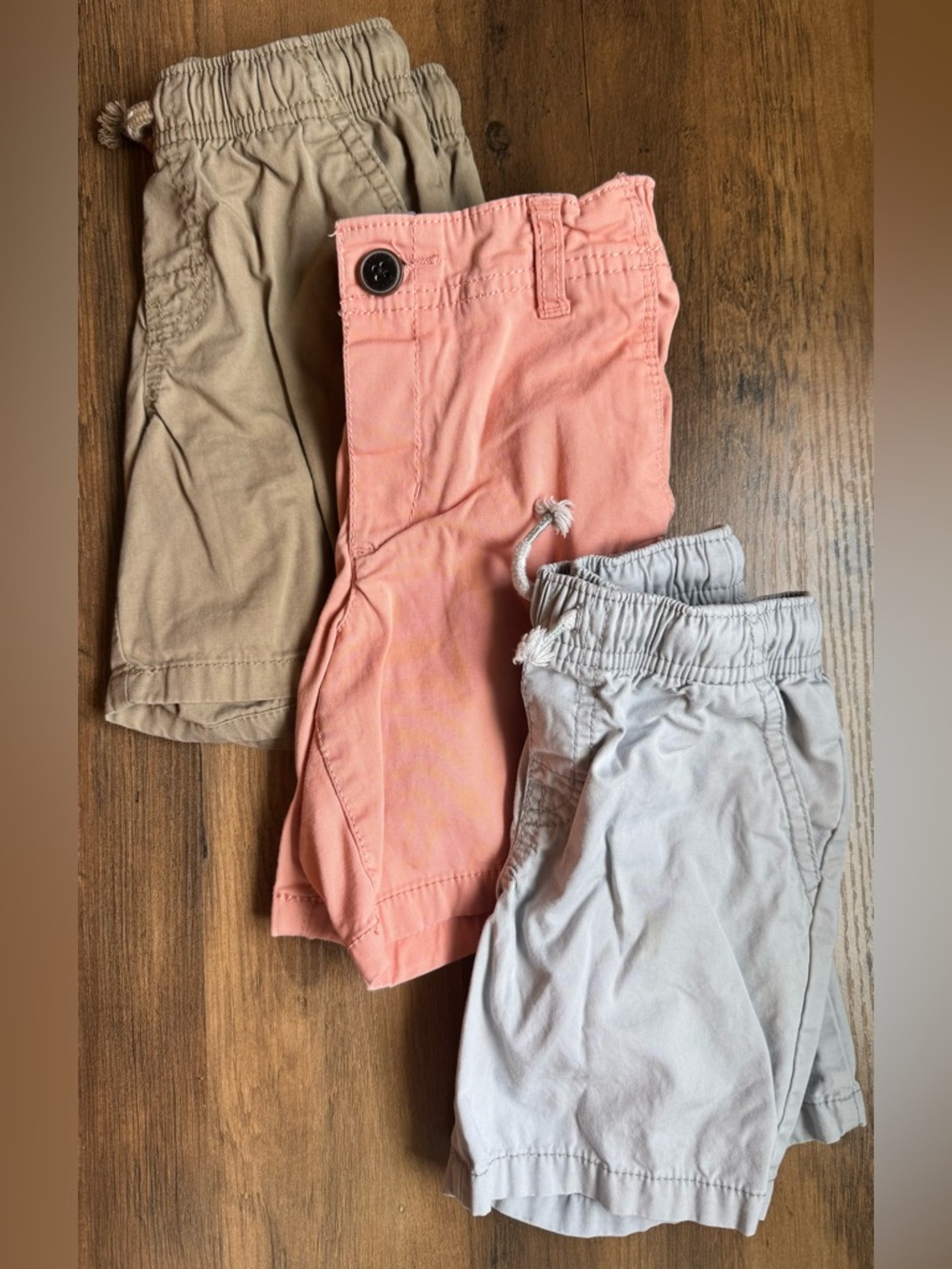 Kids' Pull-On 4T Chino Shorts - Coral, Khaki & Light Gray
